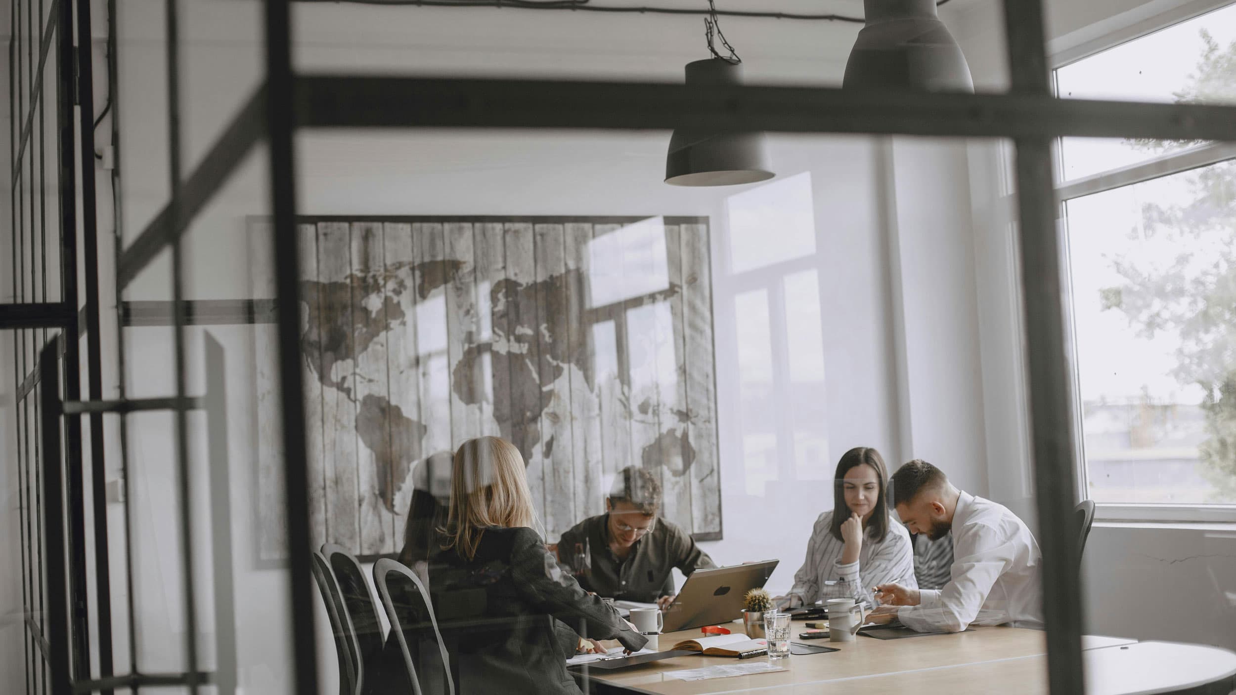 Team collaborating in modern office